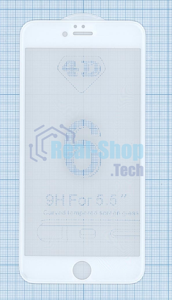 Защитное стекло 4D для Apple iPhone 6/6S Plus белый