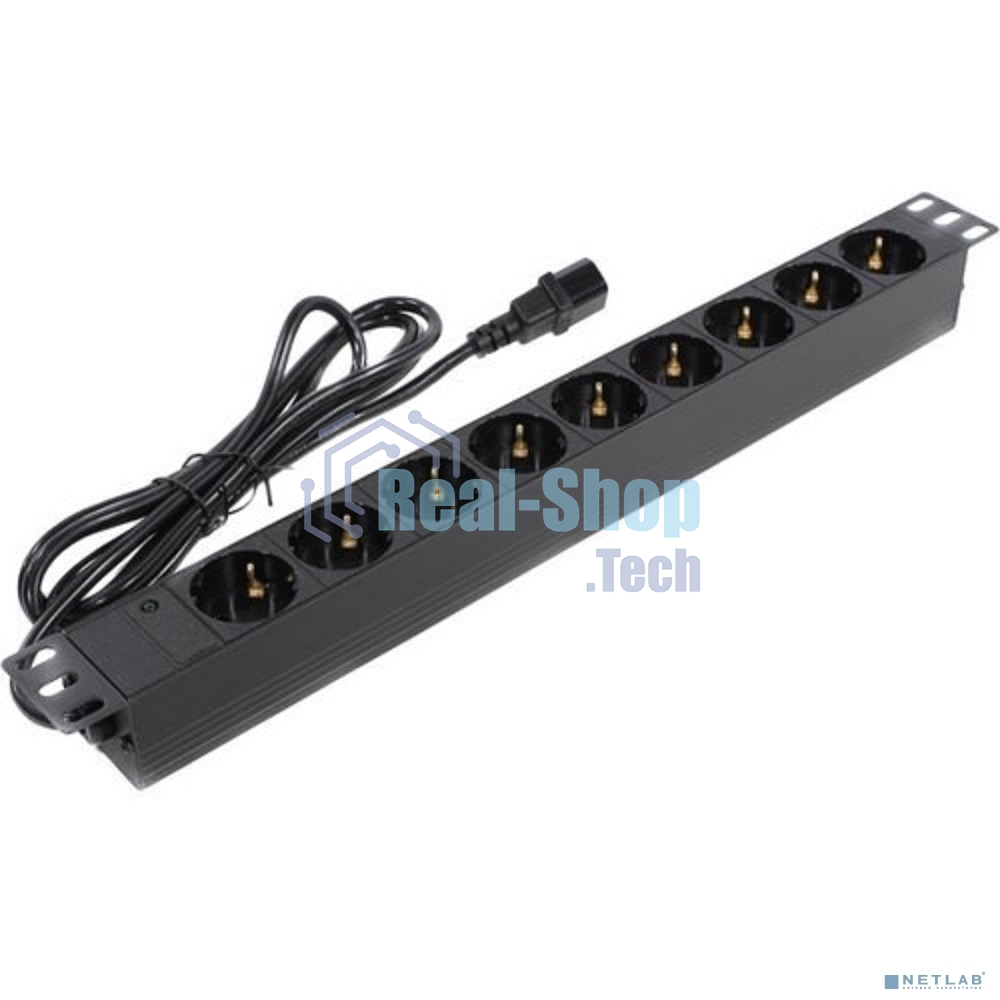 Блок розеток горизонтальный ExeGate ServerPro PDU-19H906 Al-9S-C14-2.5, 19