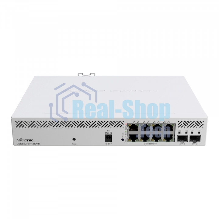 Коммутатор MikroTik CSS610-8P-2S+IN PoE-коммутатор, 8х 1G RJ45, 2х SFP+, раздача PoE 140 Вт, SwitchOS Lite