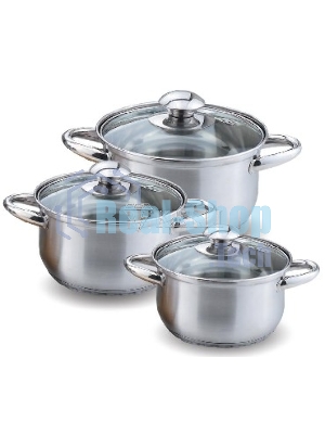 Набор посуды Kelli KL-4201 6 пред.(6 пред.: Кастрюля с жаропрочной стеклянной крышкой 2 л. Кастрюля с жаропрочной стеклянной крышкой 2.6 л. Кастрюля с жаропрочной стеклянной крышкой 3.6 л. Высококачественная нержавеющая сталь 18/10. 5-ти слойное капсульное дно.)