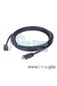 Кабель Cablexpert HDMI CC-HDMI490-10, 19M/19M, v2.0, медь, позол.разъемы, экран, угловой, 3м, черный, пакет