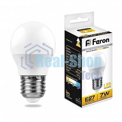 Лампа светодиодная Feron LB-95 7W 230V E27 2700K G45