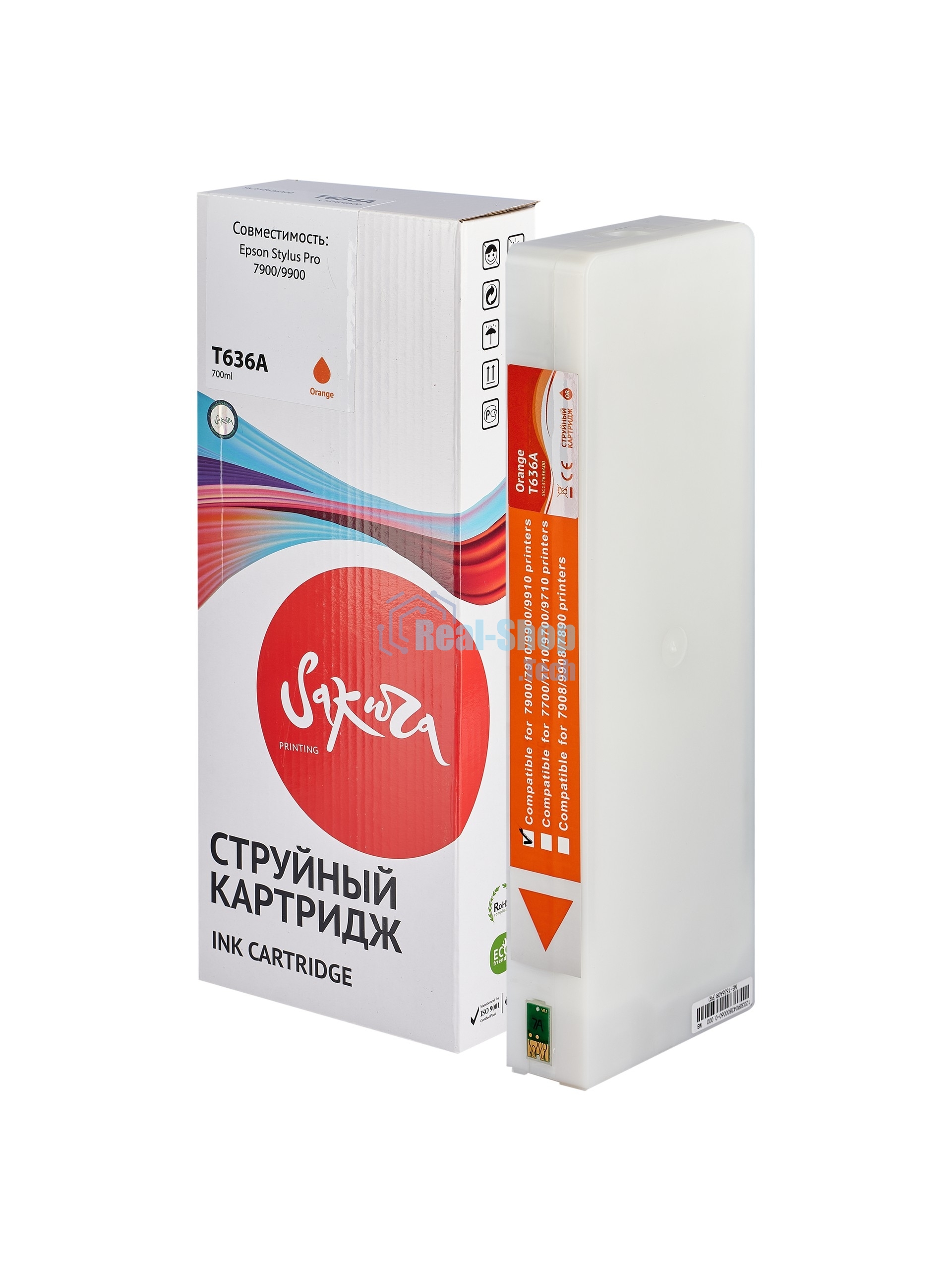 Картридж струйный Sakura C13T636A00 (T636A Orange) для Epson, оранжевый, 700 мл.