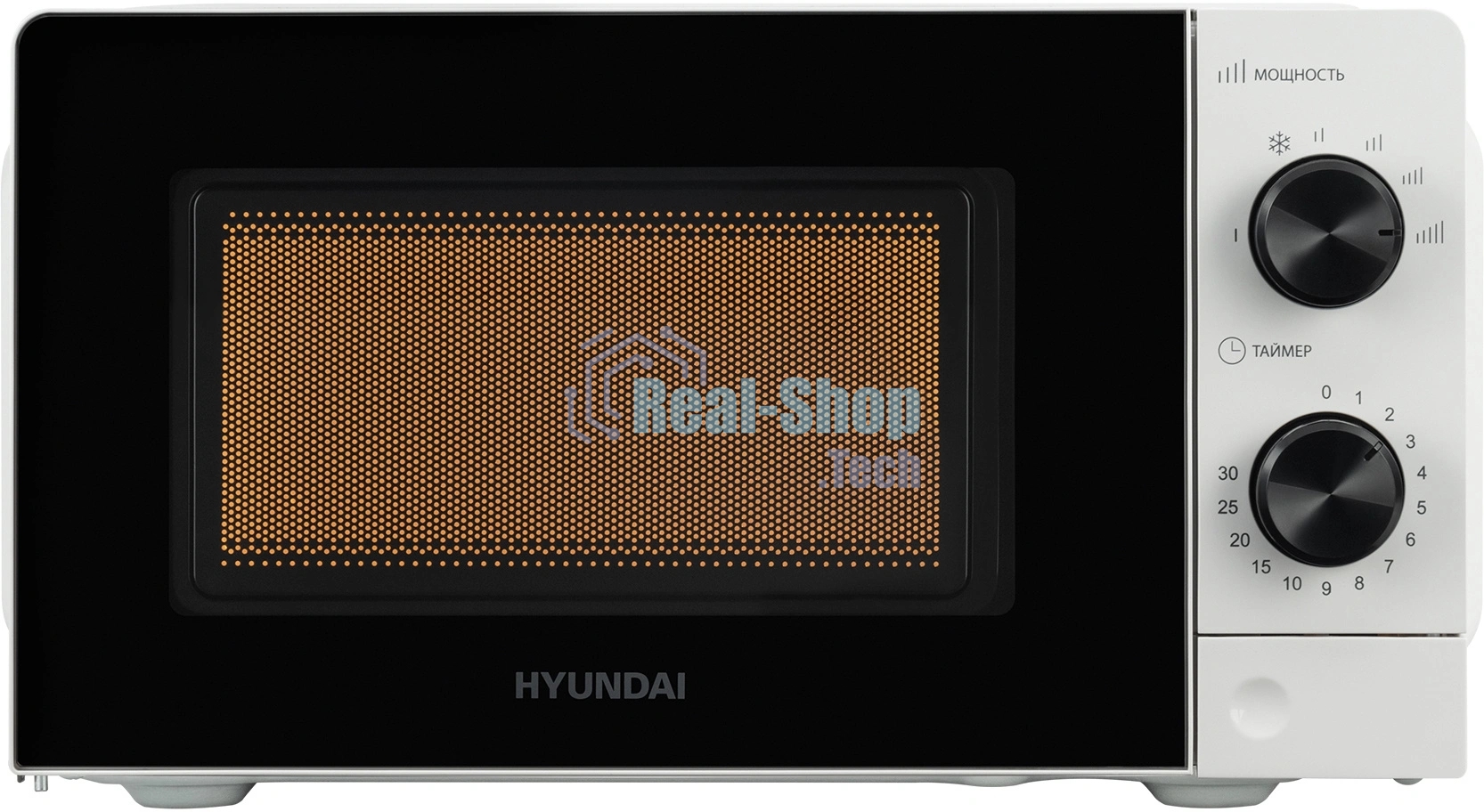 Микроволновая печь Hyundai HYM-M2049 белый/черный, 20 л, 700 Вт, переключатели - поворотный механизм