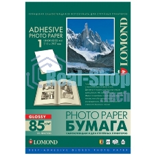 Самоклеящаяся фотобумага Lomond, глянцевая, A4, неделенная (210 x 297 мм), 85 г/м2, 25 листов.