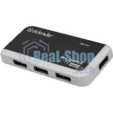 Разветвитель USB Defender QUADRO INFIX USB2.0 - 4 порта, скор. - до 480 Мбит/с, + кабель USB 2.0 A(M) - MiniB (M) - 1м.