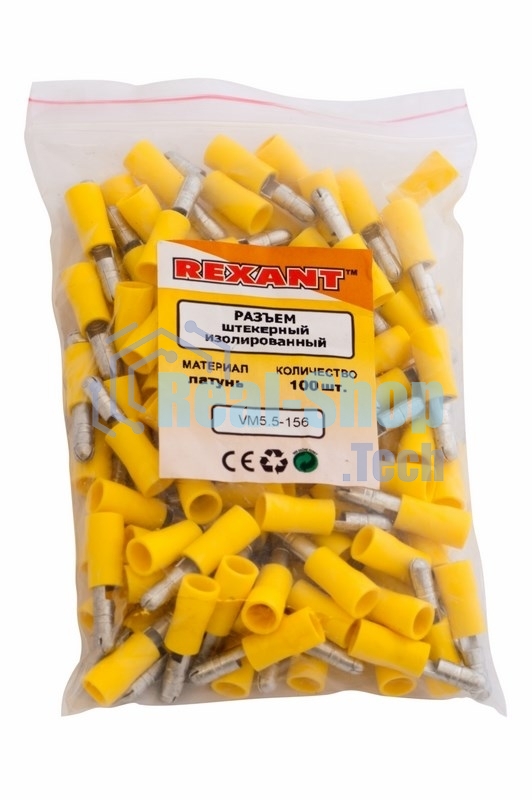 Разъем штекерный изолированный Rexant штекер 5 мм 4-6 мм² (РШи-п 6.0-5) желтый