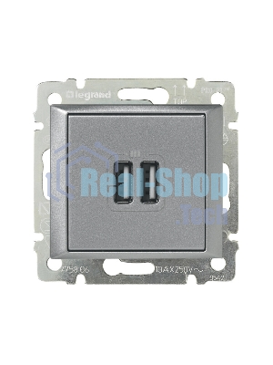 Розетка двойная VALENA USB алюминий
