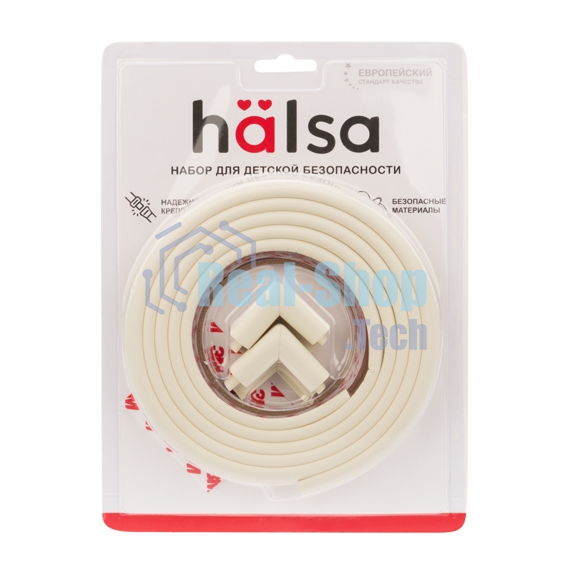 Набор: тонкая мягкая универсальная лента для крепления на острые края (NBR,14x4x2000 мм) + 4 мягкие насадки-протектора 