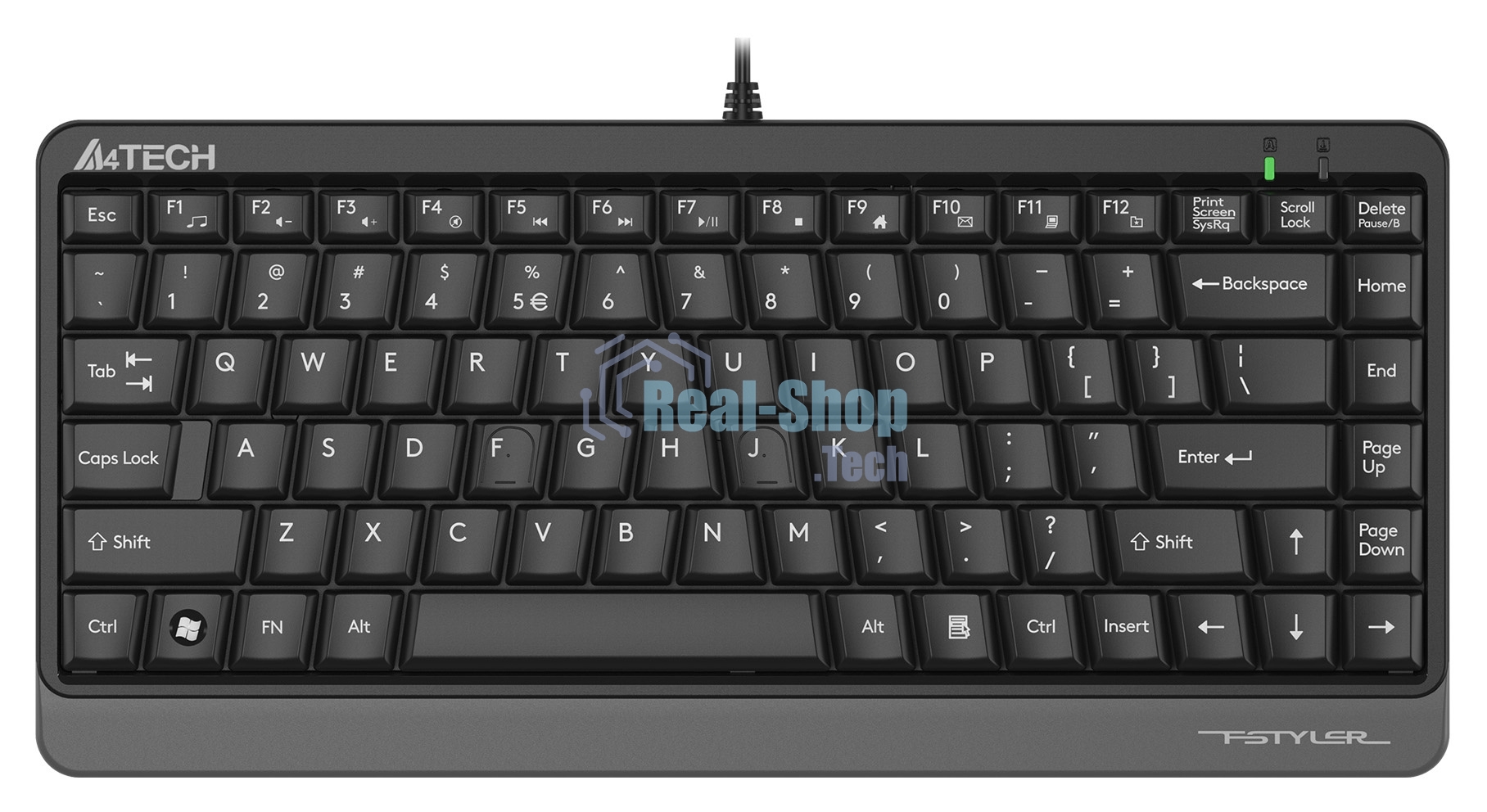 Клавиатура проводная A4Tech Fstyler FKS11, USB, черный/серый