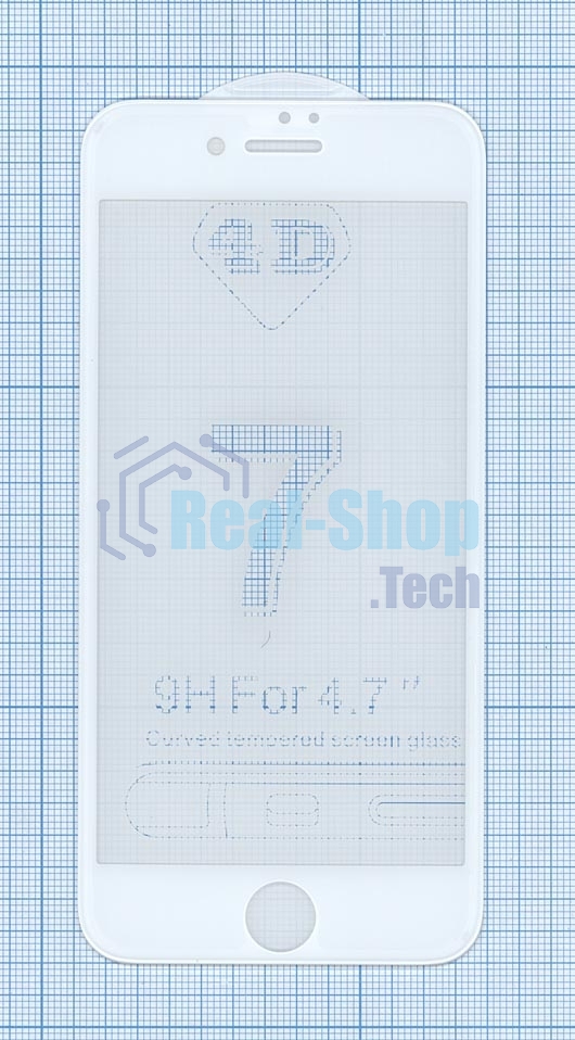 Защитное стекло 4D для Apple iPhone 7/8 белый