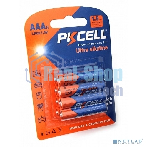 Щелочной/алкалиновый элемент питания PKCELL LR03-8B тип - AAА 8 шт в блистере