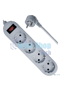 Сетевой фильтр Defender ES Lite, 1.8 м, 4 розетки, серый