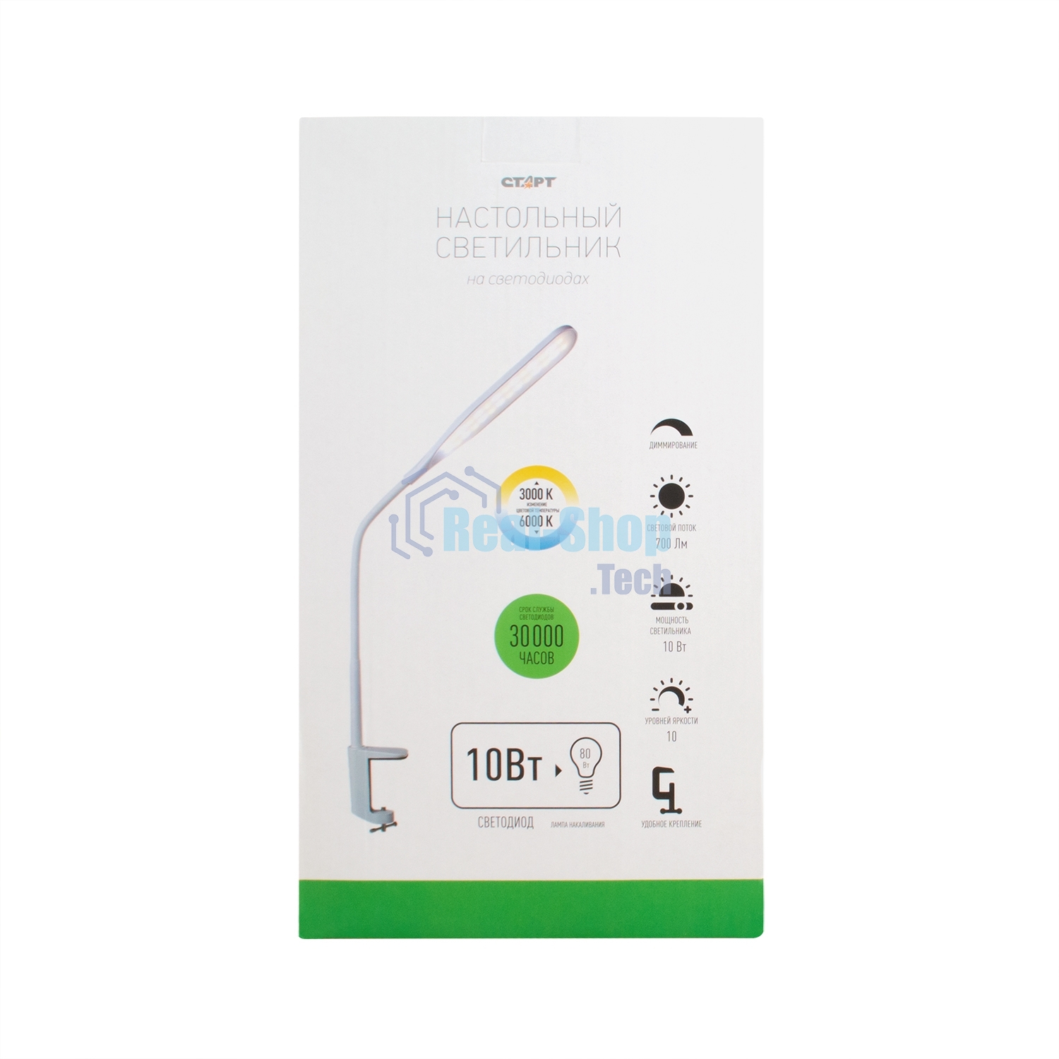 Светильник настольный СТАРТ CT87, 10Вт, 500Лм, 3500-6000K, 1.5м, белый
