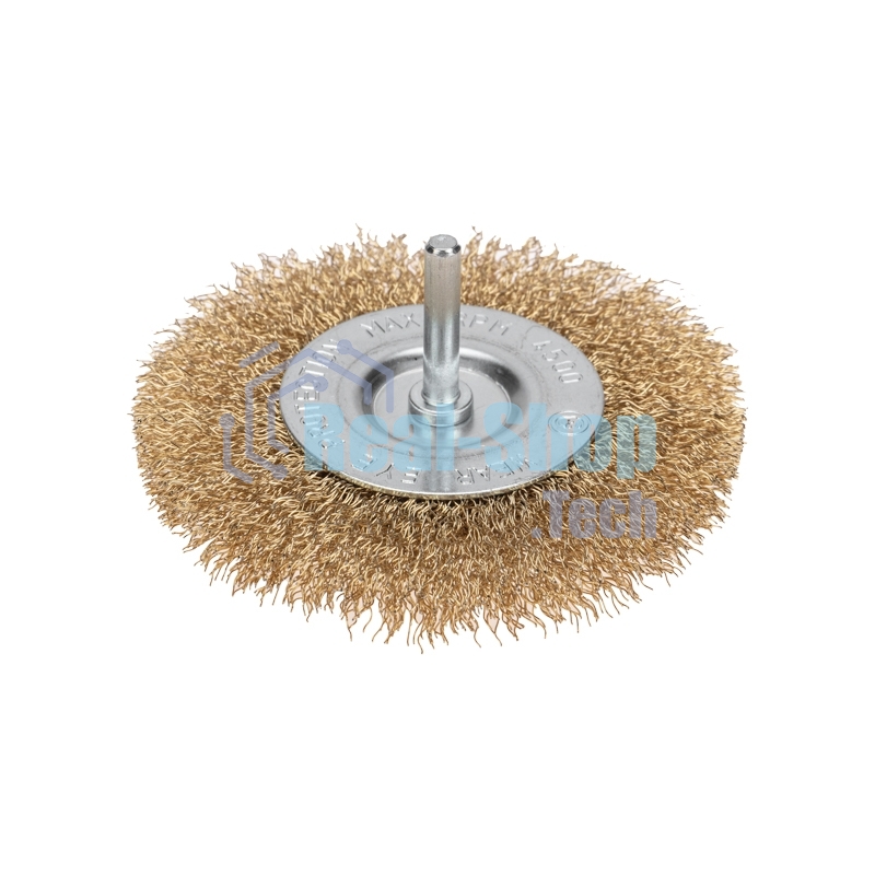 Щетка дисковая для дрели Kranz витая латунированная проволока, 100 мм