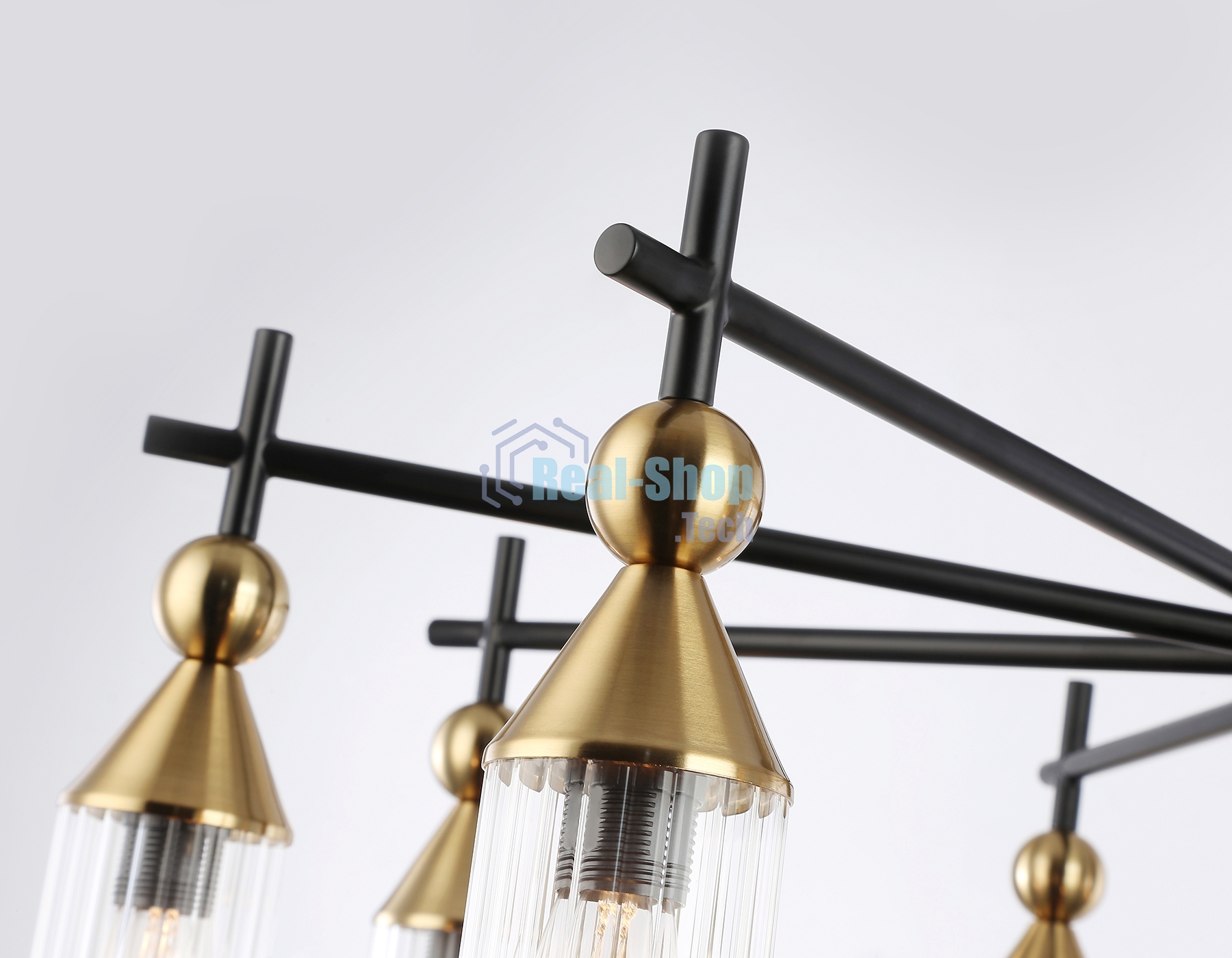 Люстра Ambrella light LH55258/9 BK/BS/CL черный/латунь/прозрачный E14*9 max 40W D770*530