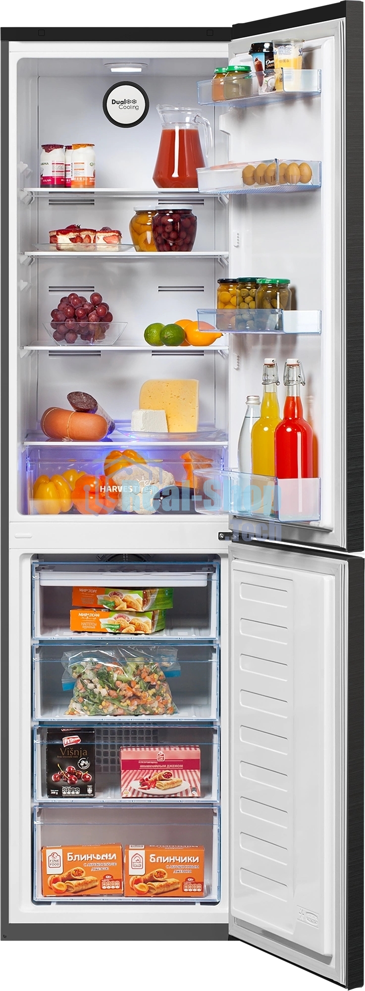Холодильник Beko B3R0CNK332HXBR черный сапфир двухкамерный 200/100л морозилка снизу, No Frost