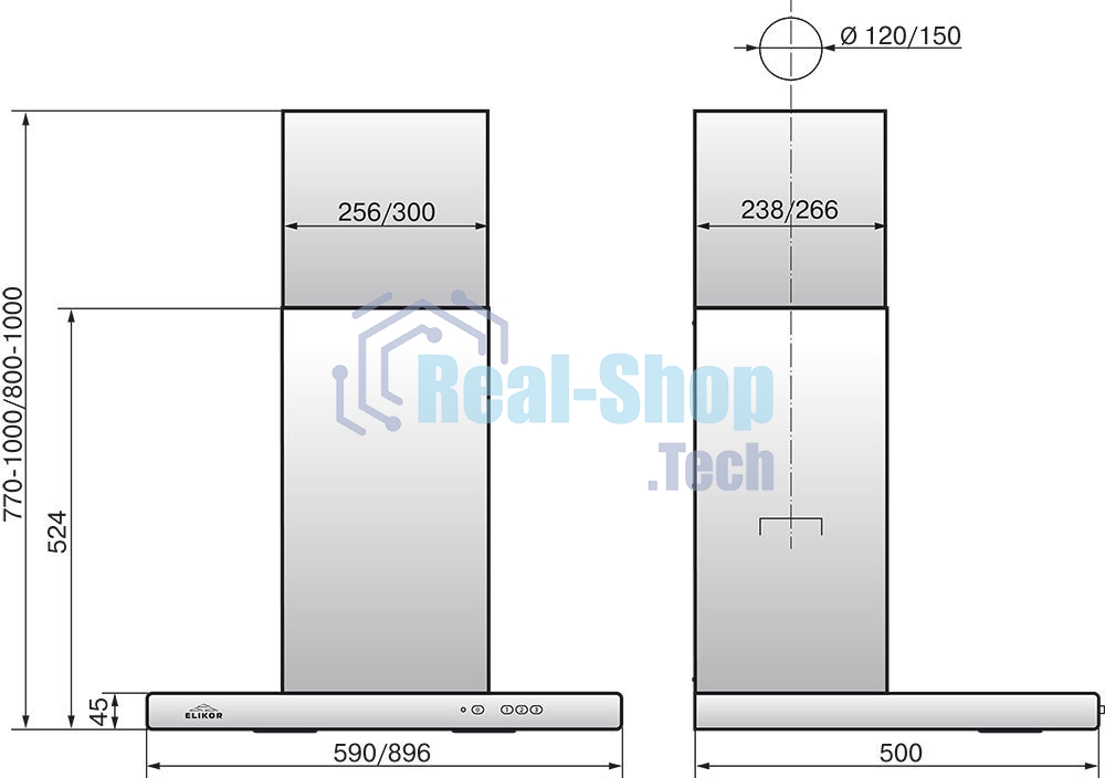 Вытяжка каминная Elikor Квадра 60П-430-К3Д белый, 60 см, 430 куб. м/ч, 54 дБ