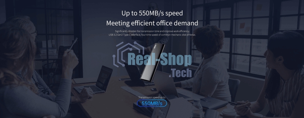 Внешний SSD Netac Z SLIM, 2TB, USB 3.2 Gen 2 Type-C, R/W 550/480, черный