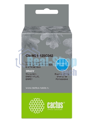Картридж ленточный Cactus CS-M21-125C342 черный шрифт, белый фон (6 мм, 2.1 м) для Brady BMP21-PLUS, BMP21, BMP21-LAB