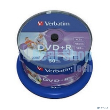 Диск DVD+R Verbatim 4.7Gb 16x Cake Box (50шт) Printable (43512)