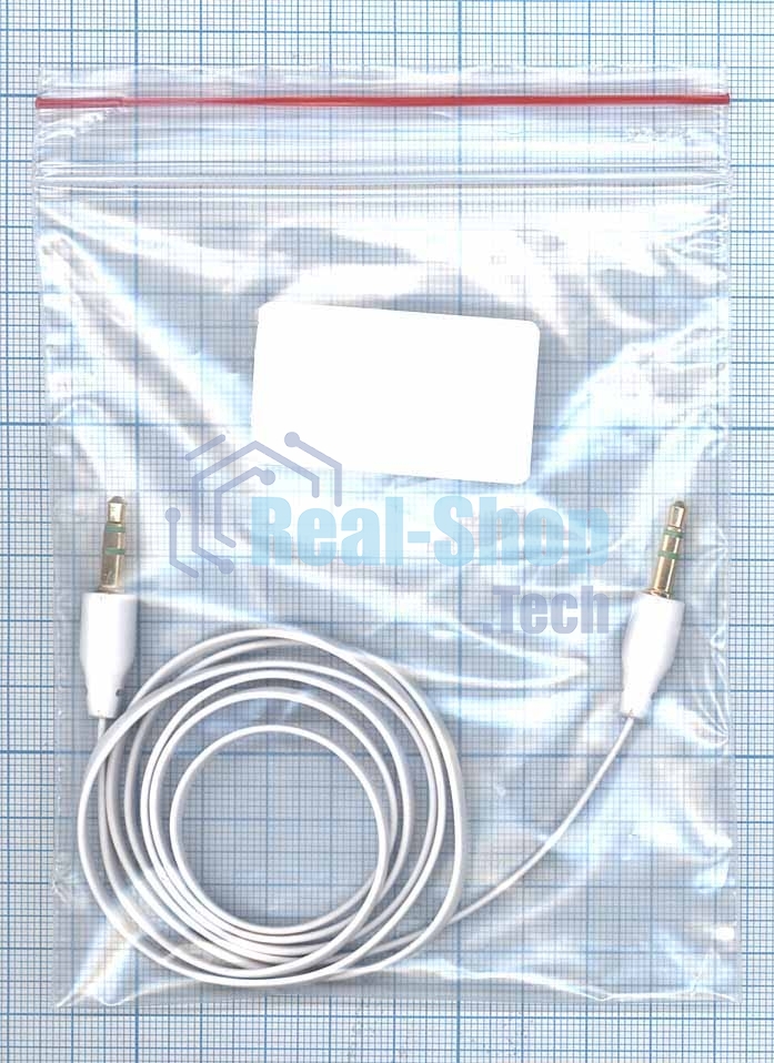 Аудио кабель Jack 3.5 - Jack 3.5, 1м (плоский кабель) белый