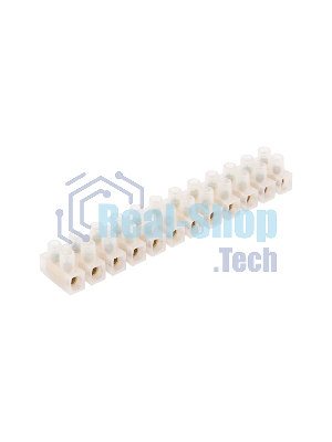 Клеммная колодка винтовая Rexant KВ-10 (4-10 мм²), ток 10 A, полиэтилен белый (ЗВИ), индивидуальная упаковка, 1 шт.
