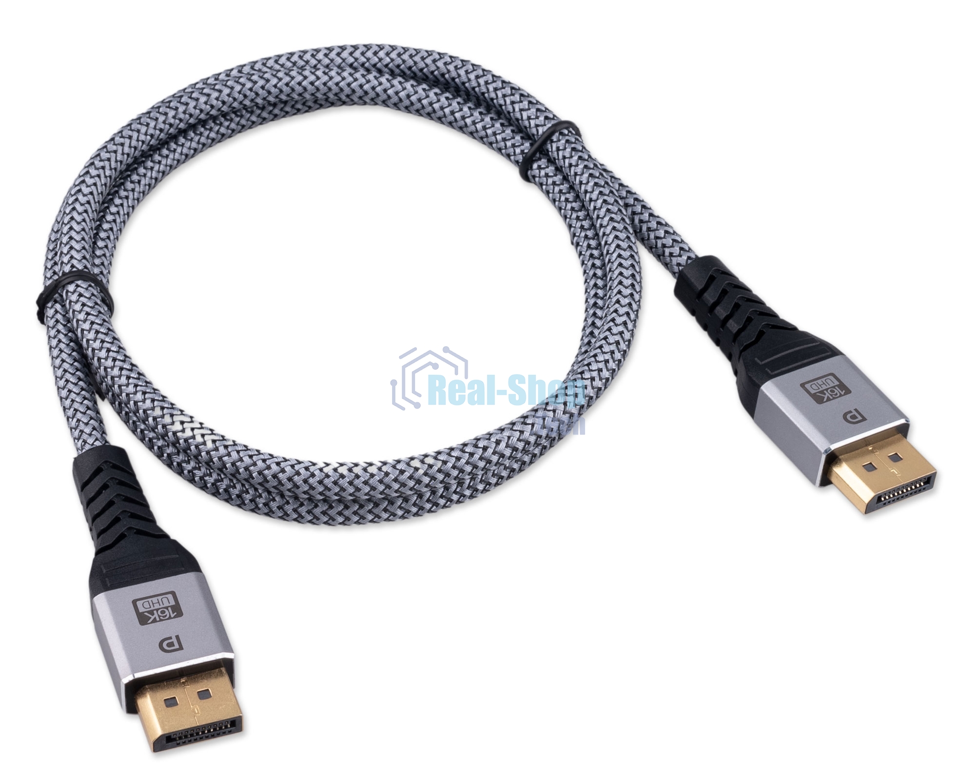 Кабель DisplayPort Cablexpert CCP-DP16K-1M, 20M/20M, v2.1, 16K, медь, тройной экран, позол.контакты, нейлон.оплетка, метал.коннекторы, 1м, черный, коробка