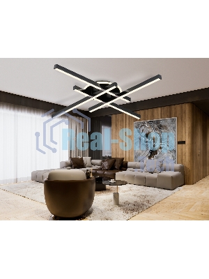 Потолочный светодиодный светильник Ambrella light FL6282 BK черный 58W 3000K-6400K 700*700*85 (ПДУ ИК)