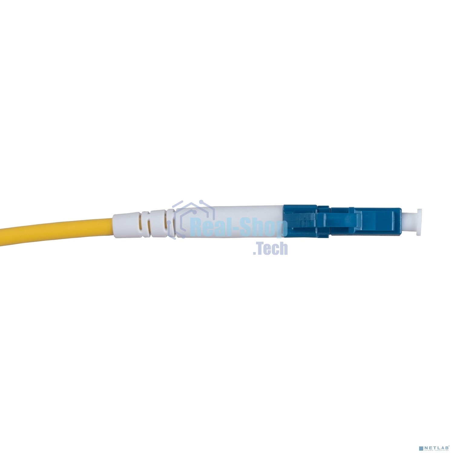 Комм. шнур оптический Cabeus Tight Buffer, Simplex SC/LC, OS2 9/125, LSZH, 2м, Ø 3мм, синий хвостовик, цвет: жёлтый