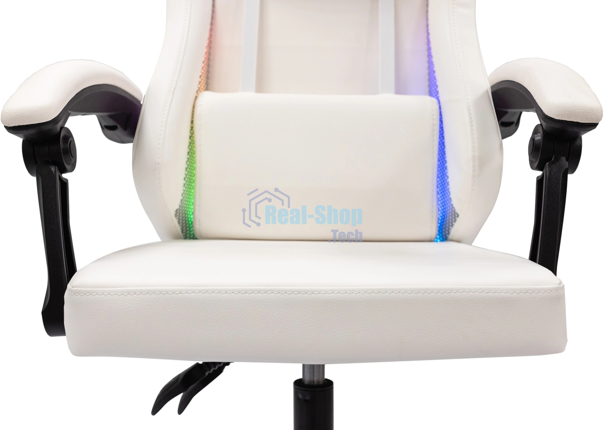 Кресло игровое Knight Wolf RGb белый эко.кожа/сетка, крестов. пластик