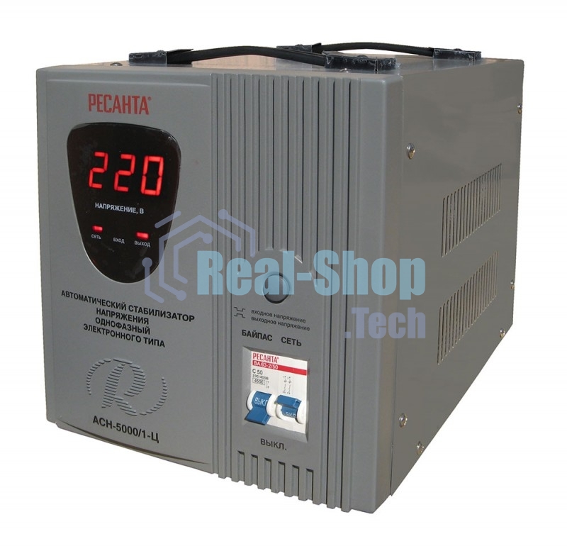 Стабилизатор напряжения Ресанта АСН-5000/1-Ц электронный однофазный серый