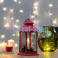 Декоративный фонарь Neon-night со свечкой, красный корпус, размер 13.5х13.5х30,5 см, цвет теплый белый