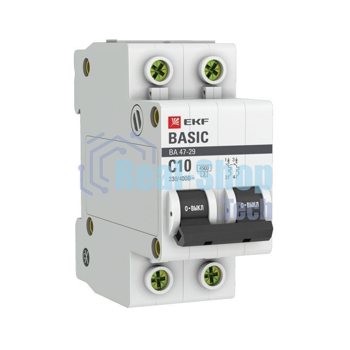 Выключатель автоматический EKF mcb4729-2-10C 2P 10А (C) 4,5кА ВА 47-29 EKF Basic