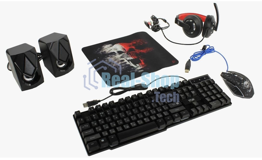 Комплект клавиатура+мышь Defender Tor MHP-127 проводной, USB, 3200 DPI, чёрный