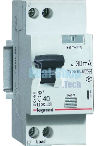 Выключатель автоматический дифференциального тока 1п (1P+N) C 10А 30мА тип AC 6кА RX3 Leg 419397