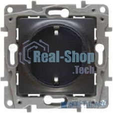 Механизм розетки 1-м СП Etika 2К+З 16А защ. шторки с заземл. винт. зажимы антрацит Legrand 672622