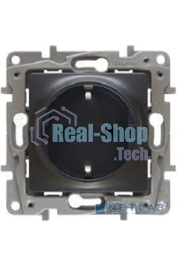 Механизм розетки 1-м СП Etika 2К+З 16А защ. шторки с заземл. винт. зажимы антрацит Legrand 672622