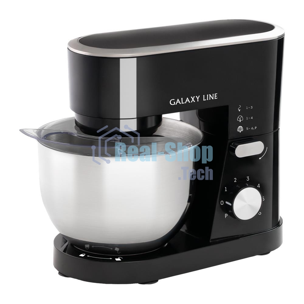 Миксер Galaxy Line GL 2236, черный, планетарный, 1600 Вт, 6 скоростей, импульсный режим