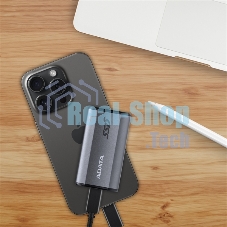 Внешний SSD ADATA Elite SE880, 1TB, USB 3.2 Gen 2x2 Type-C, R/W 2000/2000, серый