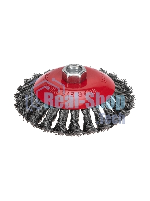 Щетка коническая для УШМ Kranz крученая стальная проволока, 125мм, М14