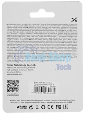 Флеш карта MicroSD card Netac P500 Extreme Pro 32Gb, retail version w/o SD adapter