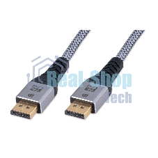 Кабель DisplayPort Cablexpert CCP-DP16K-1M, 20M/20M, v2.1, 16K, медь, тройной экран, позол.контакты, нейлон.оплетка, метал.коннекторы, 1м, черный, коробка