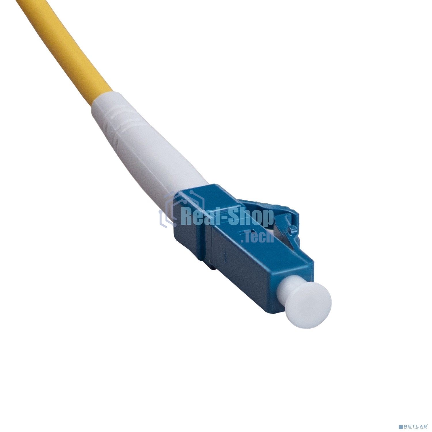 Комм. шнур оптический Cabeus Tight Buffer, Simplex SC/LC, OS2 9/125, LSZH, 2м, Ø 3мм, синий хвостовик, цвет: жёлтый