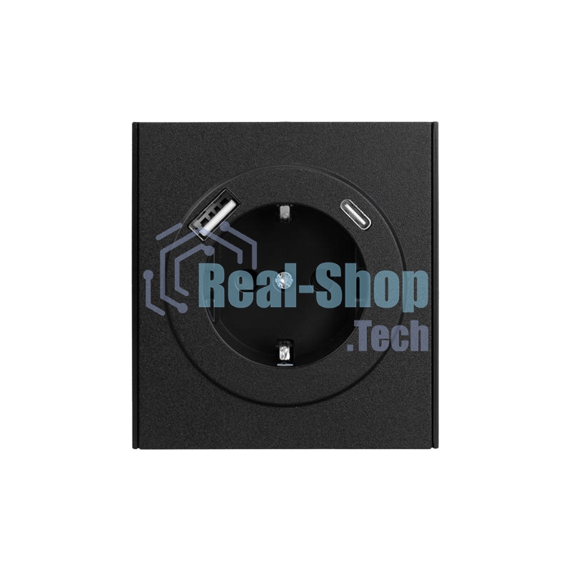 Розетка Kranz STRONG 1-ая с/з с/у з/ш 16А с USB A+C быстрой зарядки 5В/3А антрацит