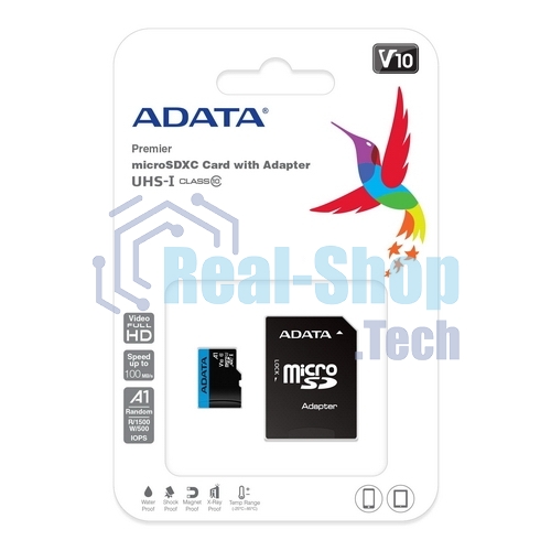Флеш карта Micro SecureDigital 128Gb ADATA AUSDX128GUICL10A1-RA1 MicroSDXC Class 10 UHS-I, SD adapter