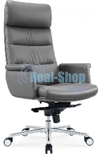 Кресло руководителя Cactus CS-LGR-DUBLIN темно-серый, сиденье темно-серый, кожа, крестов. алюминий