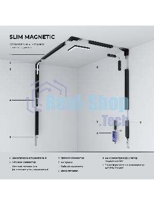Slim Magnetic Коннектор угловой внутренний для встраиваемого шинопровода под ГКЛ 9,5мм (черный) 85213/00