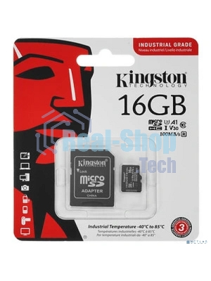 Флеш карта microSDHC 16Gb Class10 Kingston SDCIT2/16Gb Industrial Temperature Class UHS-I, адаптер в комплекте