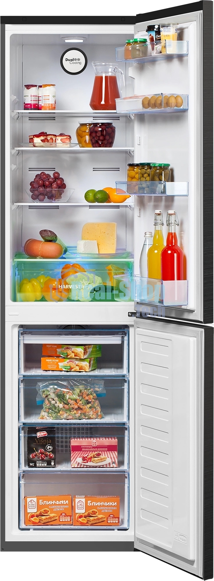 Холодильник Beko B3R0CNK332HXBR черный сапфир двухкамерный 200/100л морозилка снизу, No Frost